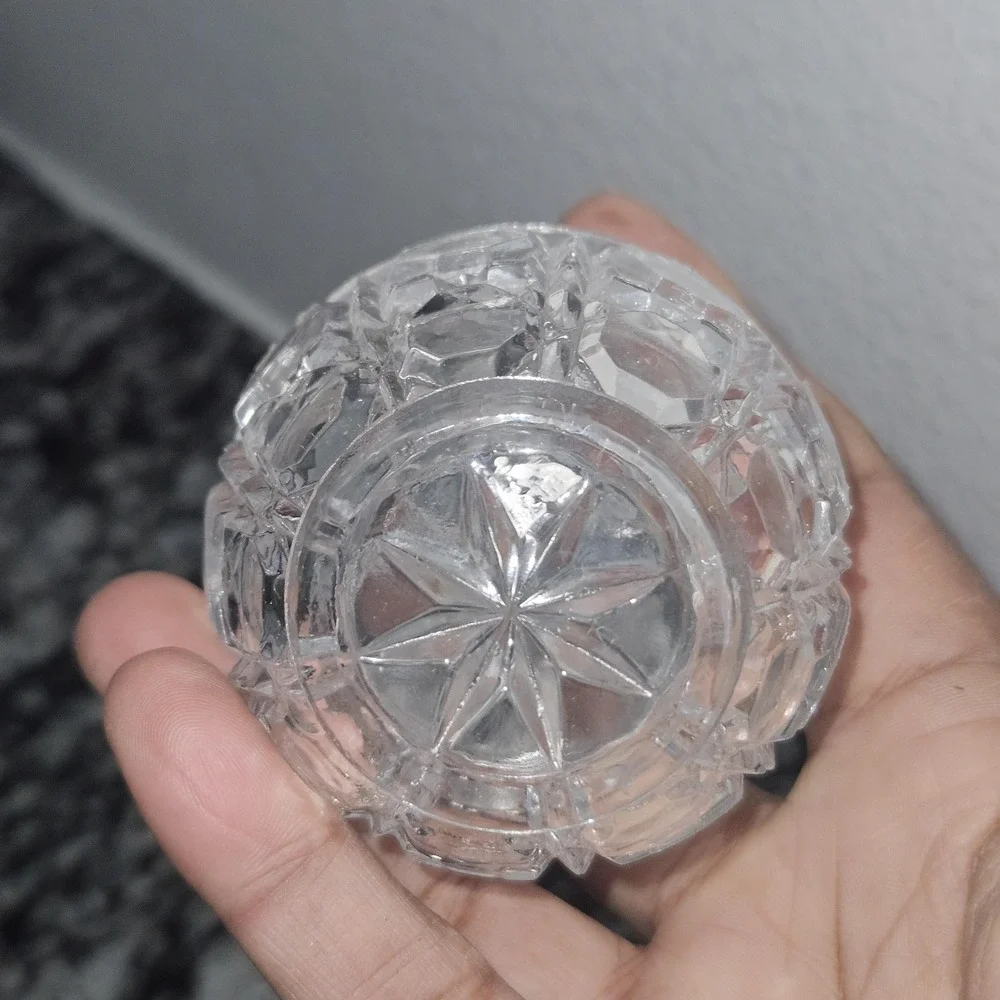 Vintage Crystal Pear Lidded Candy/ Trinket Dish/‎ salt cellar/ Condiment dish